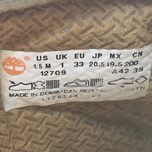 Timberland Premium Youth Brown Nubuck Waterproof Wheat 6" Boots Size 1.5M - Picture 6 of 11